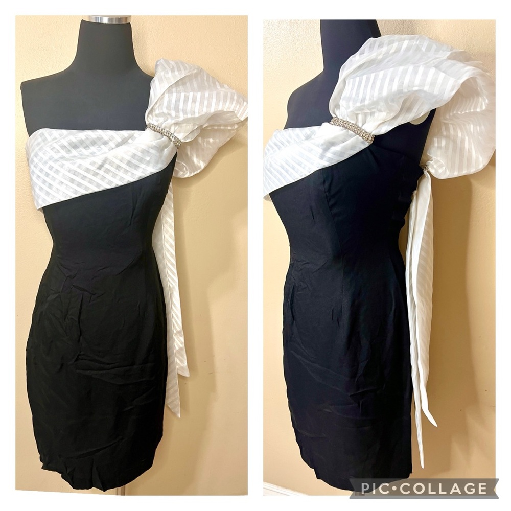 Vintage 80s 90s LBD Avant Garde Mini Dress PROM PARTY BLACKTIE